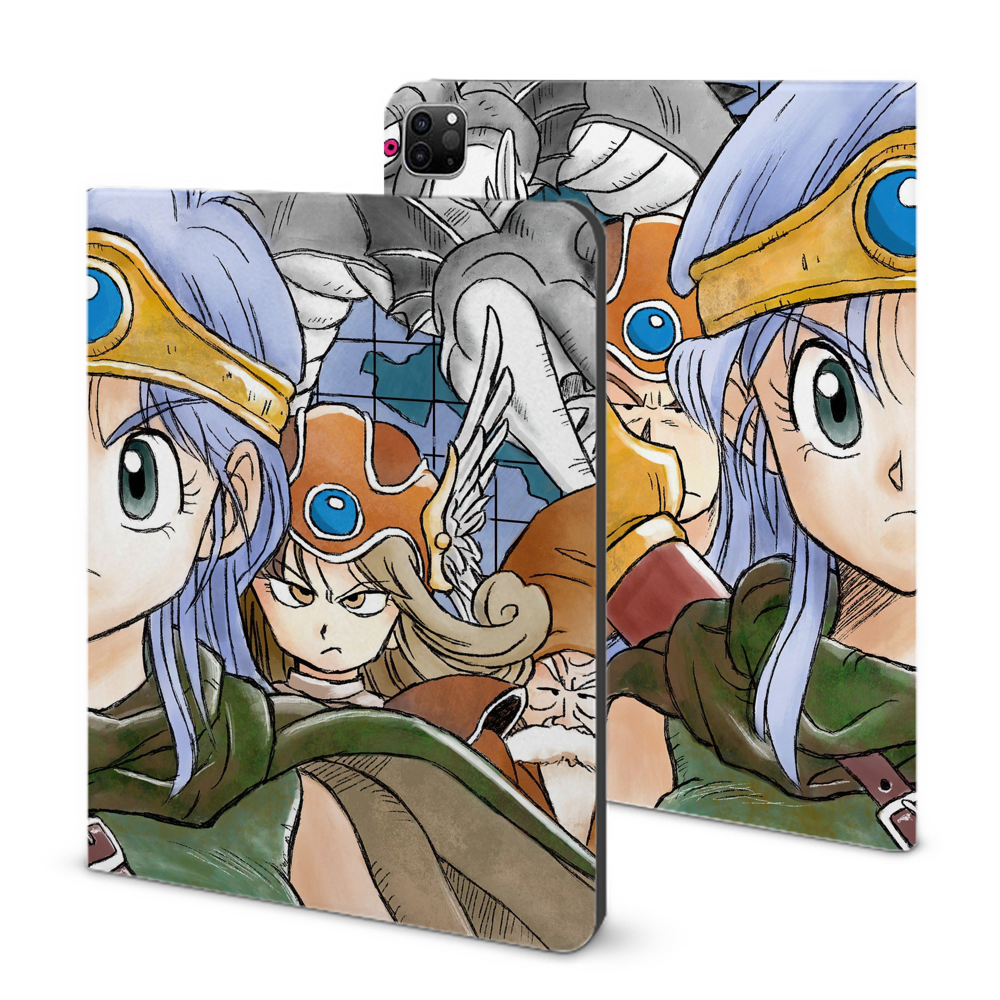 （画像用） ドラゴンクエスト Doragon Kuesuto Dragon Quest IPad ケース ブック型 PUレザー TPU 耐衝撃 軽量 薄型 ペン収納なし 全面保護 IPad 各モデル対応